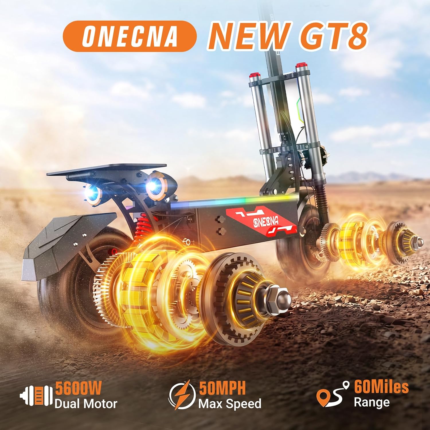 ONECNA NEW GT8PRO Adult Electr - 60V 5600W Dual Motor Electric Scooter ulasan dan harga