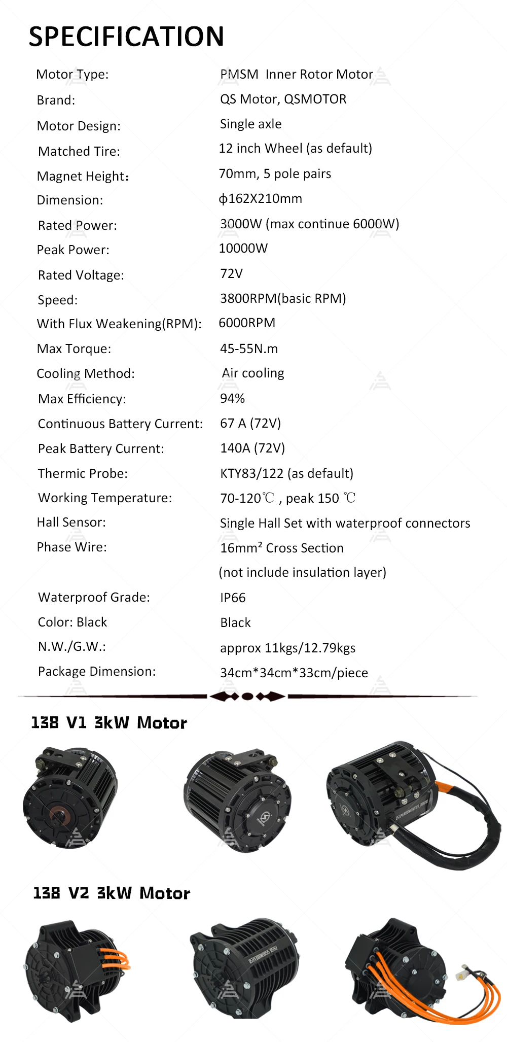QS138 3000W V1 Belt Design Mid - Mid Drive Motor Kit 72V 3000W ulasan dan harga